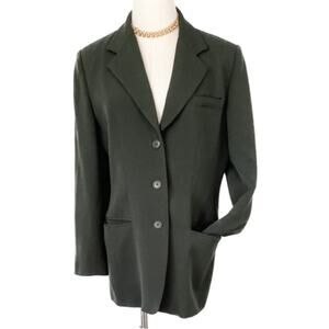 Vintage 90s AKA Eddie Bauer olive green 100% wool jersey knit jacket size 8 M